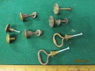 4 Different Antique Pairs Of Brass Drawer Pulls