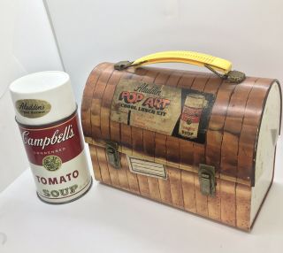 Vintage 1968 Bread Box Metal Dome Top Lunch Box With Campbell 