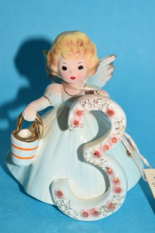 Vintage Josef Angel Birthday Age 3 Cake Topper Figurine Third Year