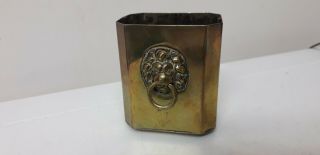 VINTAGE.  RETRO.  BRASS.  MATCHES HOLDER.  LIONS HEAD.  FIREPLACE.  MATCHES 2