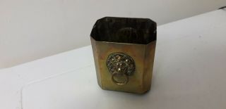 VINTAGE.  RETRO.  BRASS.  MATCHES HOLDER.  LIONS HEAD.  FIREPLACE.  MATCHES 3