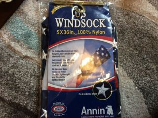 U.  S.  Windsock Premium Quality 5 X 36 In 100 Nylon.  Made In The Usa