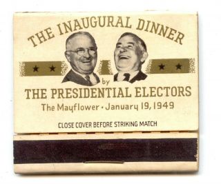 Harry S Truman Inaugural Dinner 1949 Matchbook Rare Campaign Election - Mb356
