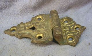 (1) Antique Fancy Brass Ice Box Hinge As Found