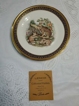 1975 Lenox Cottontail Rabbits Woodland Wildlife Plate Boehm Art Made In Usa