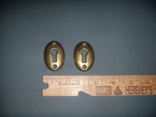 Antique Oval Brass Skeleton Key Hole Covers Plates Door Hardware
