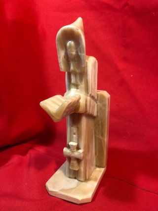 Onyx (?) Marble (?) Alabaster (?) Carved Monk Friar Bookend