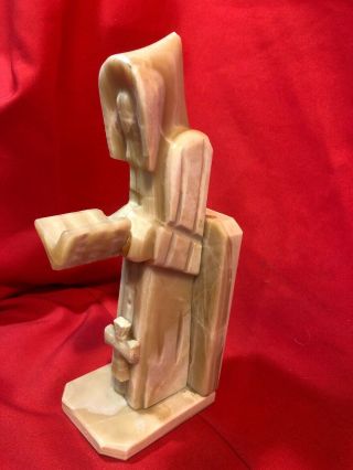 Onyx (?) Marble (?) Alabaster (?) Carved Monk Friar Bookend 3