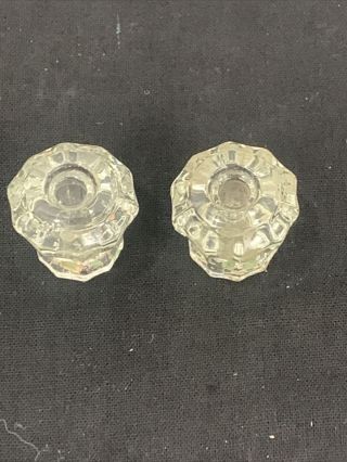 Antique Glass Drawer Pulls Cabinet Mini Knobs 10 Sided Set Of 2 Crystal Vintage