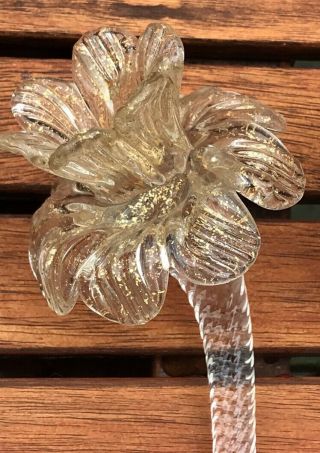Murano Venetian Glass Chandelier Replacement Part Clear Gold White Flower Stem 2
