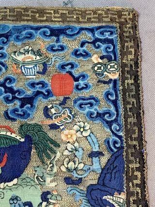 Antique Chinese Embroidery Rank Badge Military Kesi Silk QiLin Mythical Robe 5