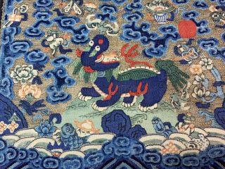 Antique Chinese Embroidery Rank Badge Military Kesi Silk QiLin Mythical Robe 6