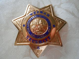 Vintage Security Badge State Of California Weimar Institute 1970 