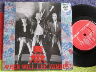 Bros When Will I Be Famous? Cbs Records Atom Q2 Vinyl,  7 " Single Booklet Sleeve