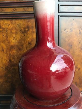 A Very Large Antique Chinese Red Glazed Vase With China Mark