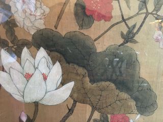 A Large Chinese Antique Painting On Silk,  Framed.