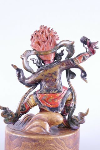 Fine Old Chinese Tibetan Bronze Sculpture on Wood Stand Scholar Work Of Art 4