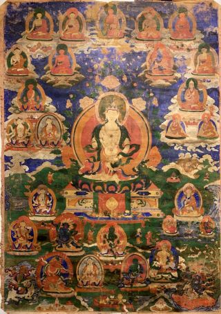 Fine 18th Century Antique Tibetan Vajrasattva Thangka Painting