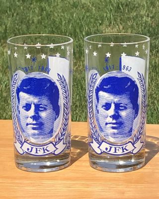2 Jfk Commemorative President John F Kennedy 1917 - 1963 12 Ounce Glasses