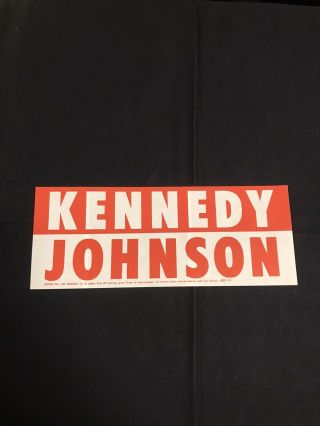 John F Kennedy,  Johnson Jfk Campaign Bumper Sticker Jh545