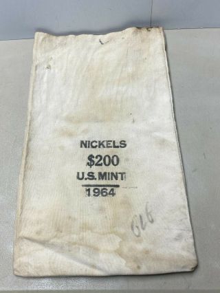 Vintage 1964 U S Canvas Bank Bag $200 Nickels