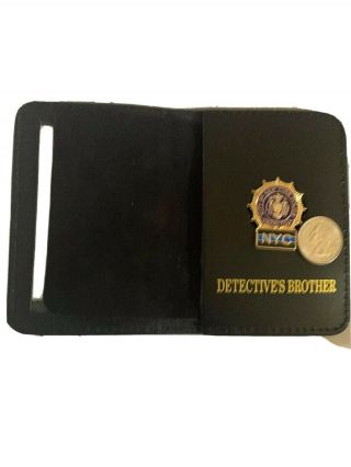 York City Detective Brother Thin Blue Line Mini Pin " 1in " And Id Wallet.