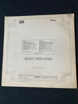 PINK FLOYD - RELICS VINYL LP.  1st PRESSING.  A1/B2.  STARLINE EMI Ex/Ex 2
