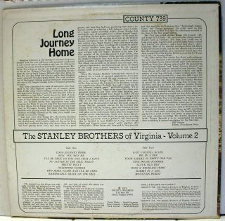Rare Bluegrass LP - The Stanley Brothers Of Virginia - Vol.  2 - Long Journey Home 2