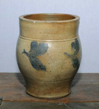 Antique Blue Decorated Stoneware Crock / Jug
