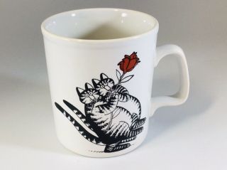 Vintage Kliban Cat Coffee Cup Mug Tango Dancing Red Rose 1979 Made In England
