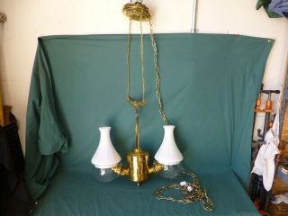 Antique Brass The Angle Lamp Company Double Angle Hanging Lamp Electrified