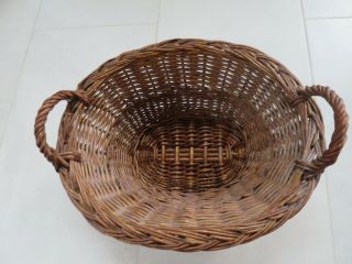 Vintage Small 2 - Handle Wicker " Laundry " Basket 13 " X 11 " X 6 "