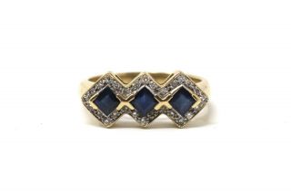 A Vintage Art Deco Style 18ct Yellow Gold Sapphire & Diamond Cluster Ring 28728