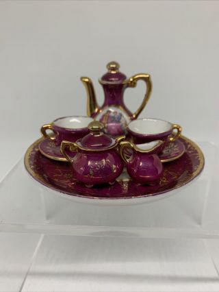 Vtg Victorian Miniature Ceramic 10 Pc.  Tea Set Made In Japan