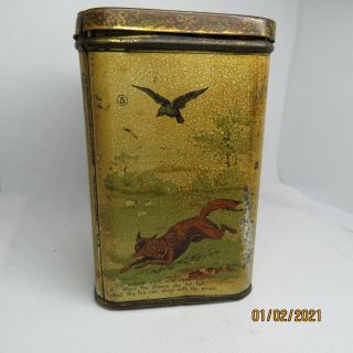 carr ' s juvenile biscuit tin 1897 Fox andthe cheese,  aesop fable panels 3