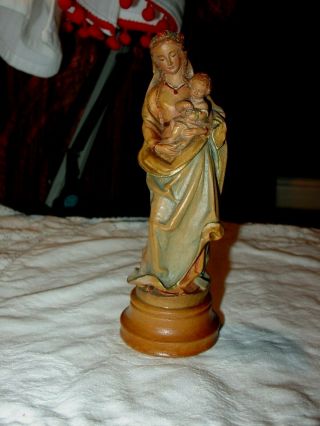 Vintage Goldscheider Italy Mother & Christ Child Madonna Wood Carving Figure