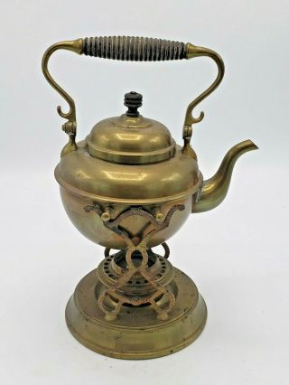 Pat.  Jan.  12.  1892 S.  Sternau Co.  Brass Tilting Teapot With Burner And Stand