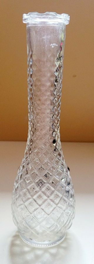 Vintage Clear Diamond Cut Glass Vase