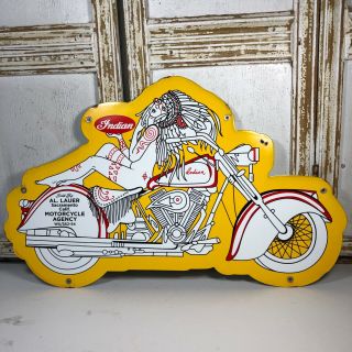 Vintage Porcelain Indian Motorcycle Dealer Sign