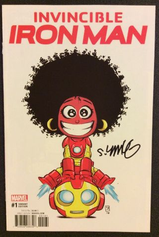 Invincible Iron Man 1 Comic Book Variant Signed Skottie Young Marvel 2017