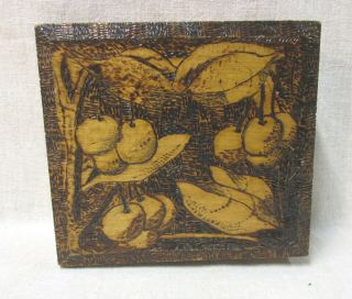 Arts & Crafts Pyrography (wood Burning) Box With Cherries