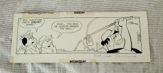 Flintstones Fred Ink 1988 Hanna Barbera Comic Strip Don Sherwood Signed