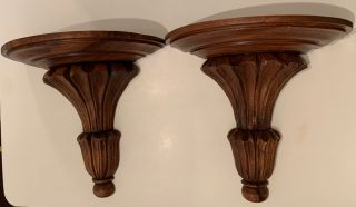 Carved Solid Wood Wall Sconces Demilune Shelf