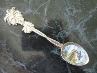 Vtg Fiji Islands Enamel Bowl Souvenir Spoon Silverplate Excond Polished