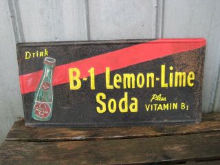 Vintage 33 " X 16 " Drink B - 1 Lemon - Lime Soda Metal Sign B3225