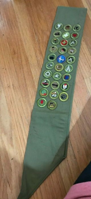 Vintage 1940s Boy Scout Sash 29 Merit Badges