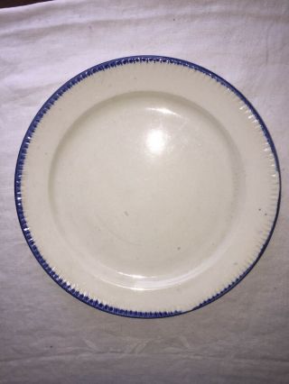 Antique Blue Feather Edge Leeds/staffordshire Plate 9 3/4’’ Round Circa 1820