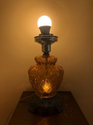 Vintage Accurate Casting amber glass three - way table lamp 2