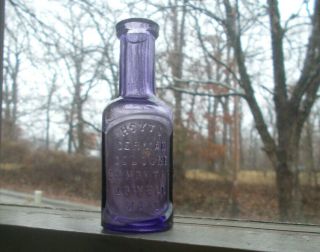 Hoyts German Cologne E.  W.  Hoyt Co Lowell Mass Amethyst 1880s Hand Blown Bottle