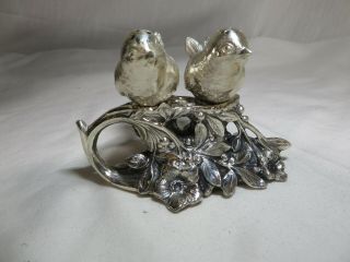 Vintage Silver Metal/pewter Birds On Branch Salt And Pepper Shakers